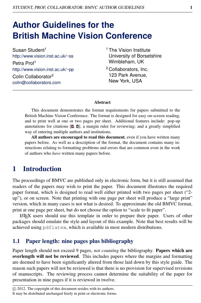Template for British Machine Vision Conference (BMVC) papers