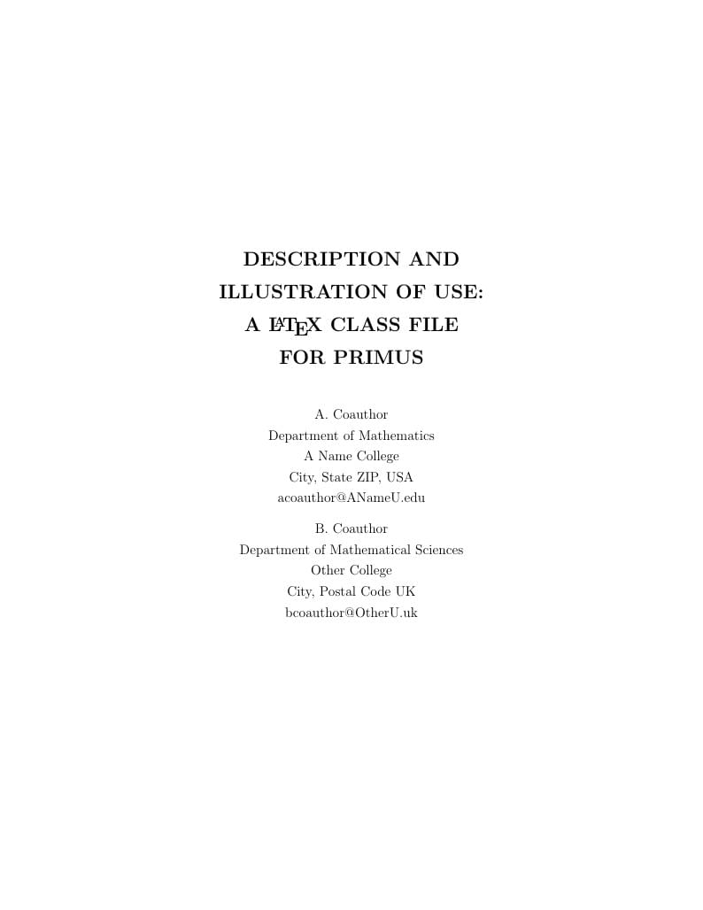 Template for the journal PRIMUS