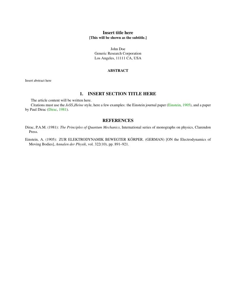 Template for the Journal of Small Statelites