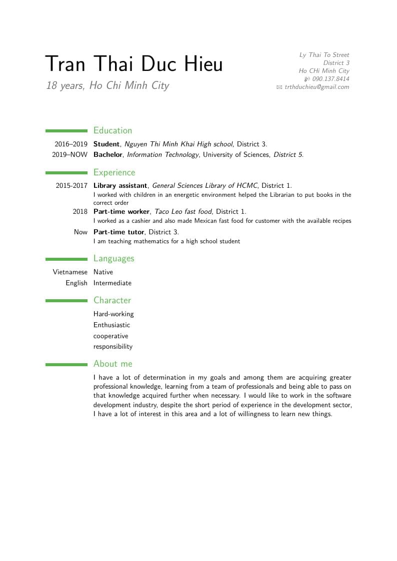 Tran Thai Duc Hieu's CV