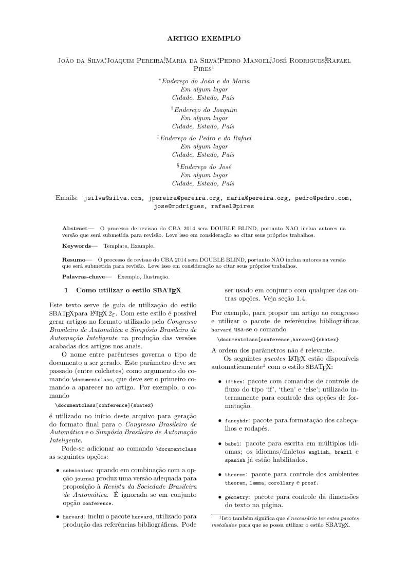 Template for The Brazilian Conference on Automation (CBA)