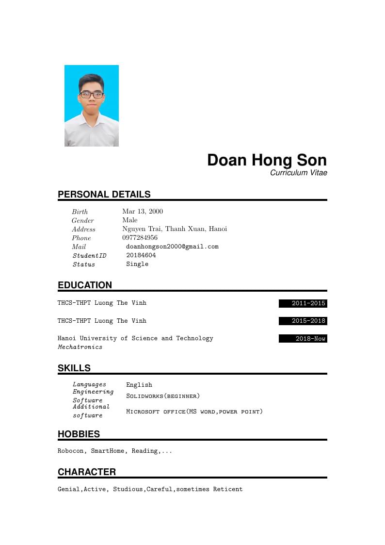 Hong Son's CV