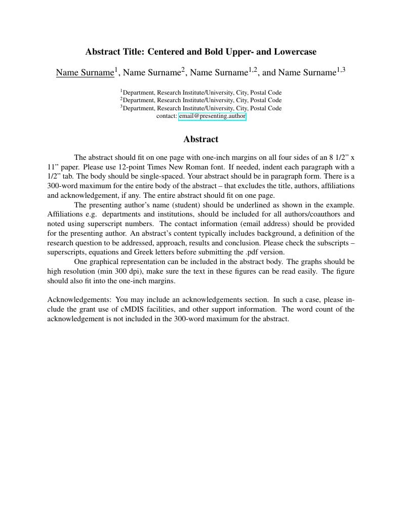 CMDIS Abstract Template