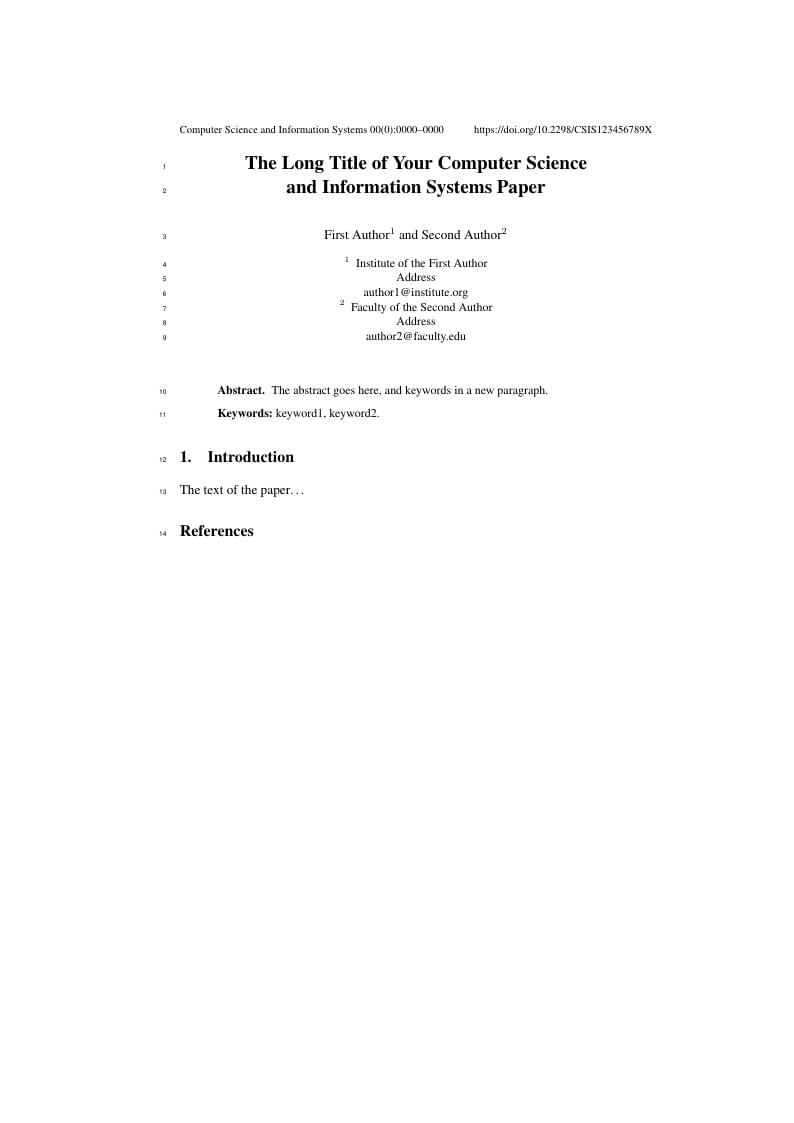 Computer Science and Information Systems journal