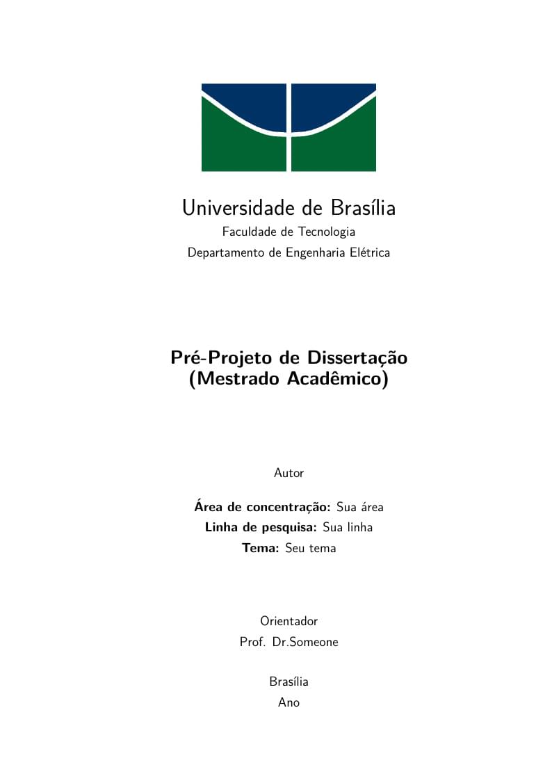 Template de pré-projeto para o PPGEE