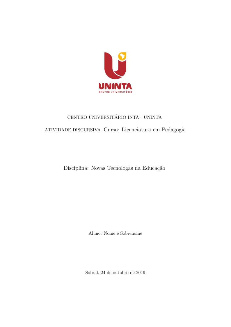 Atividade Discursiva UNINTA EAD
