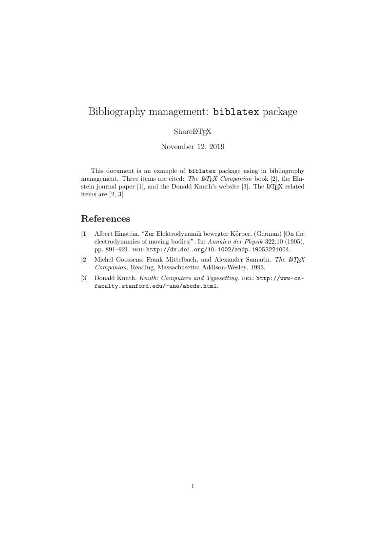 Bibliography management: biblatex with biber backend