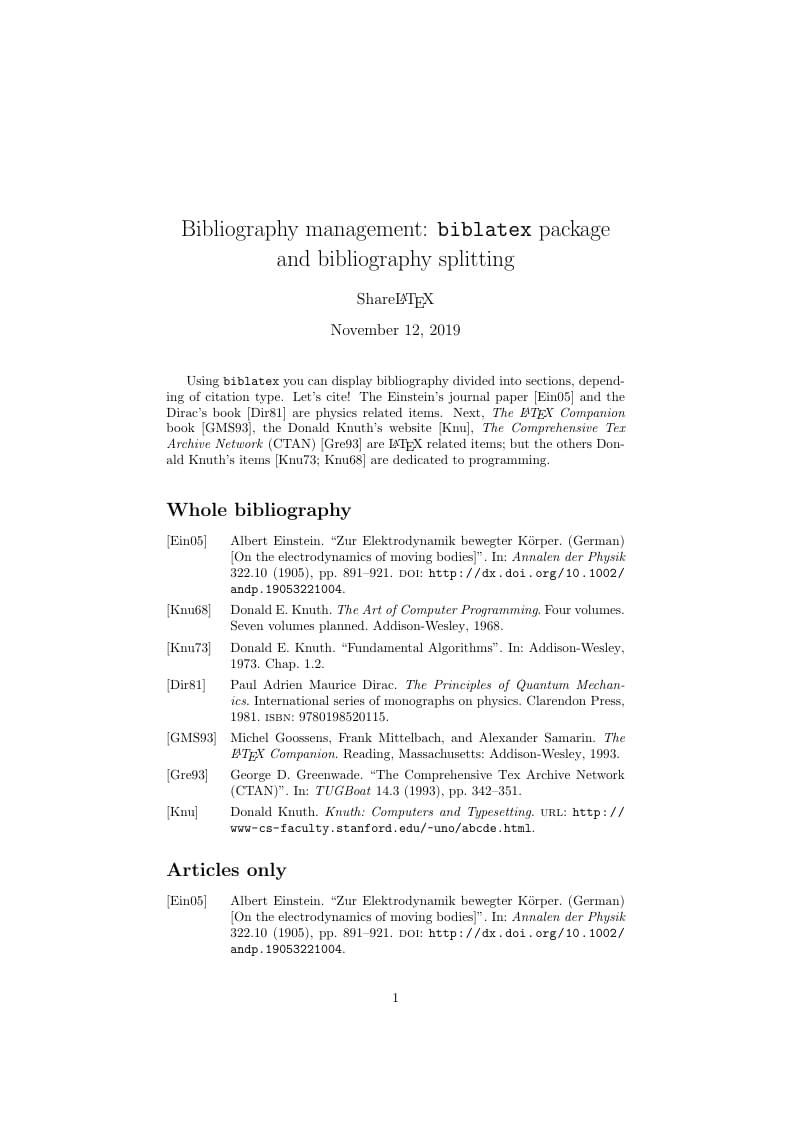 Bibliography management: splitting-up a bibliography with BibLaTeX