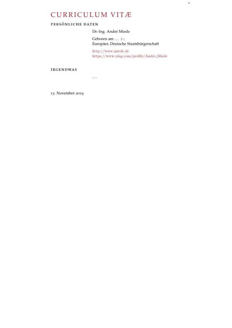 Classic Thesis Style CV