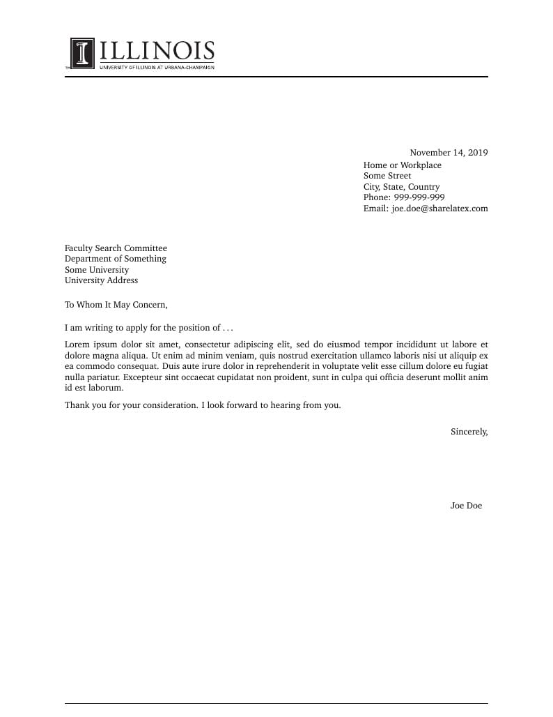 University of Illinois cover letter