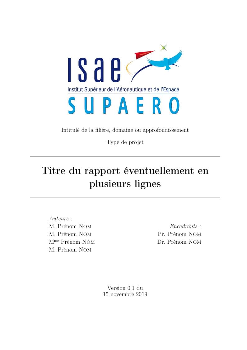 ISAE-SUPAERO Student Project Report template