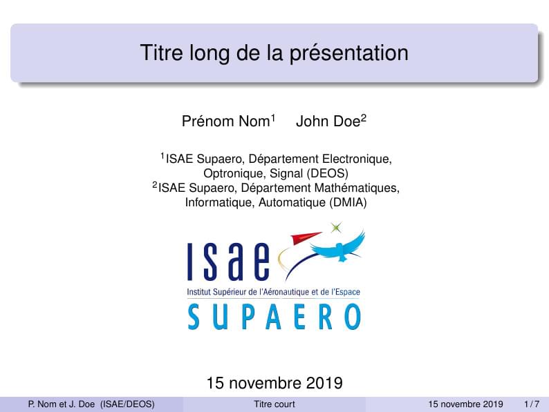 ISAE-SUPAERO Beamer template