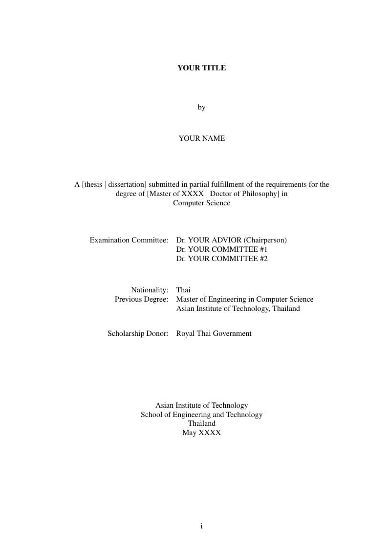 Thesis template for Asian Institute of Technology (AIT)