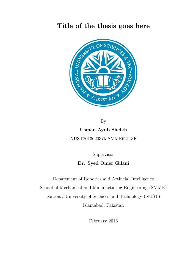 National University of Science and Technology, Islamabad, Pakistan MSc Thesis