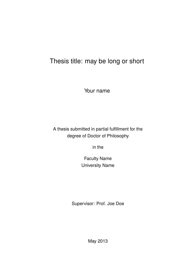 Basic thesis template using the memoir class