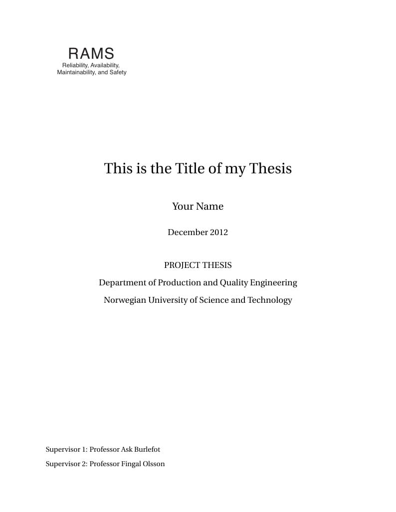 Norwegian University of Science and Technology thesis template