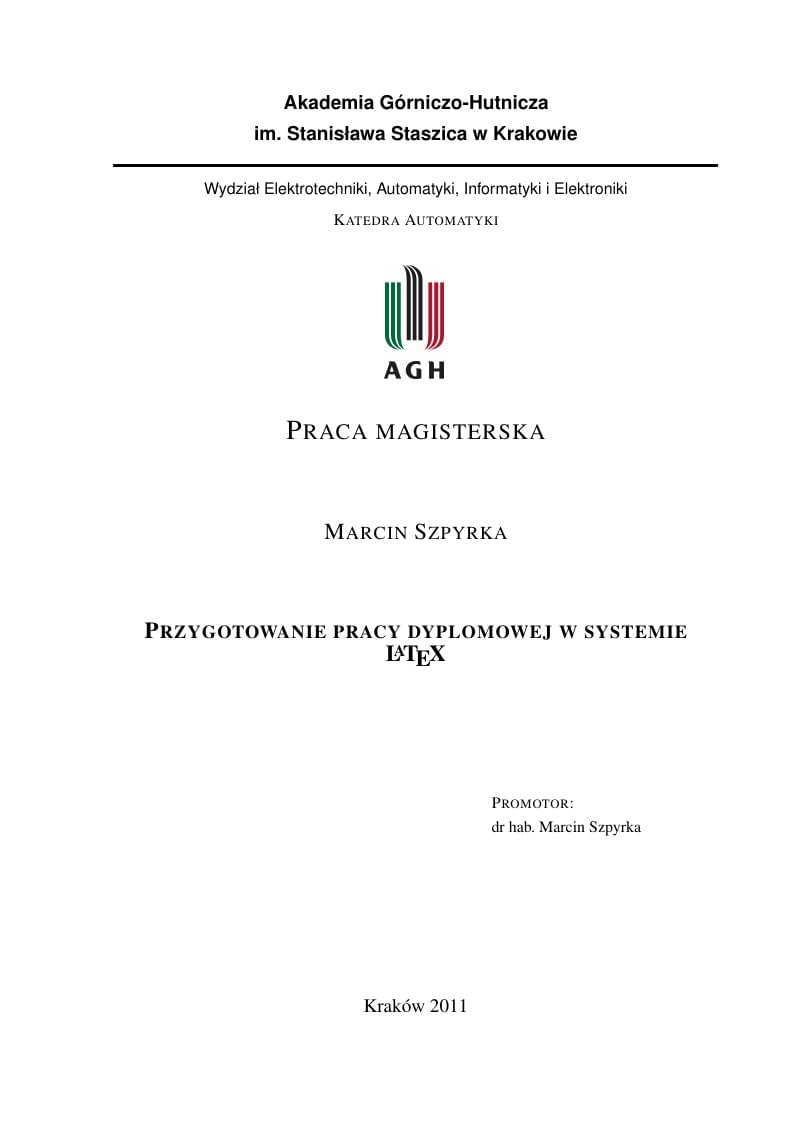 Akademia Górniczo-Hutnicza (AGH) MSc/Eng thesis template