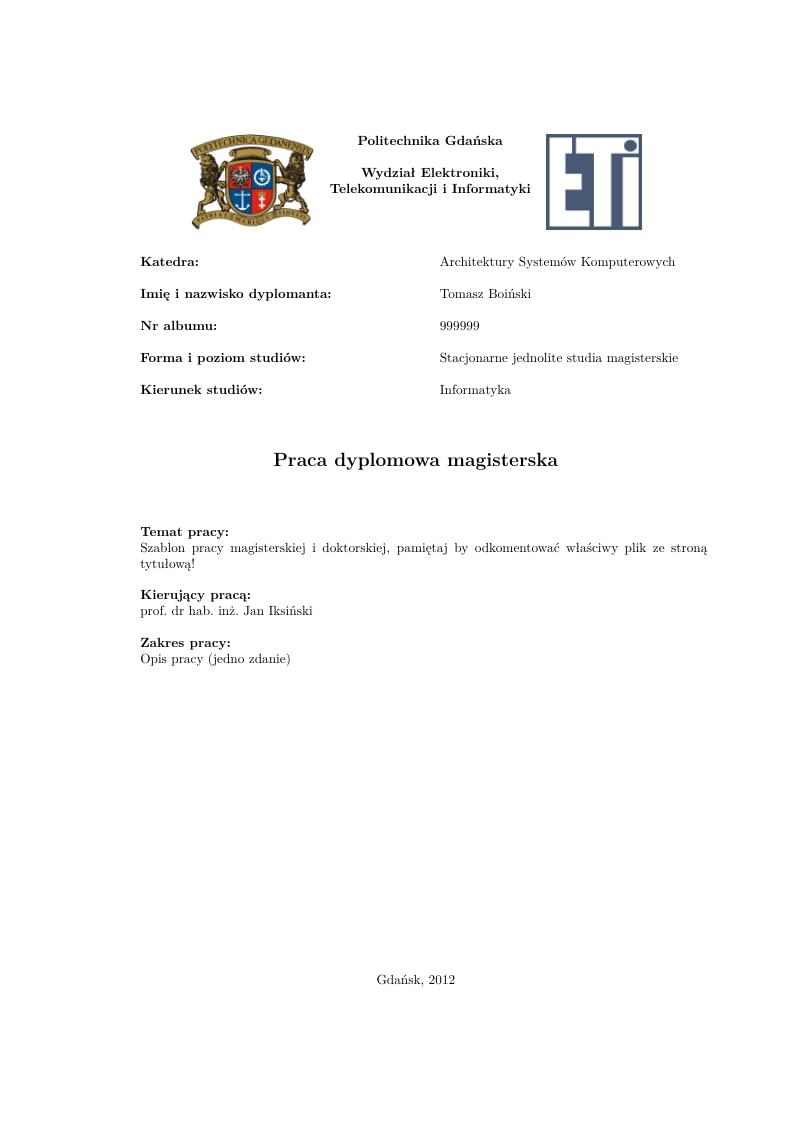 Gdansk University of Technology thesis template