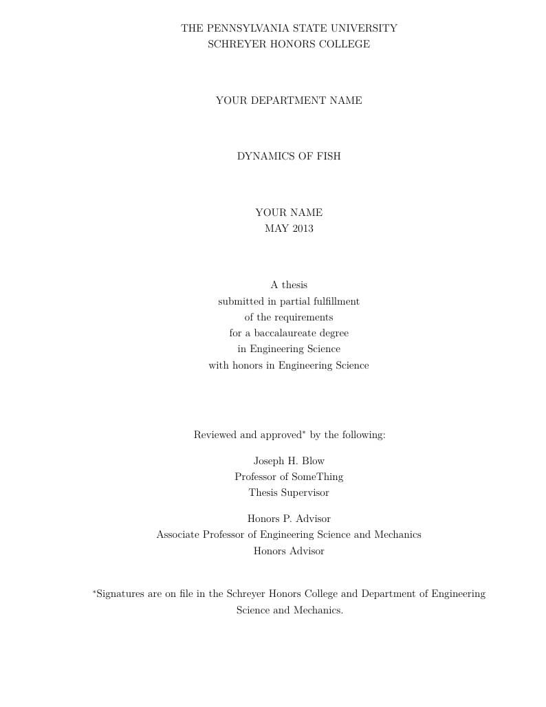Penn State University thesis class
