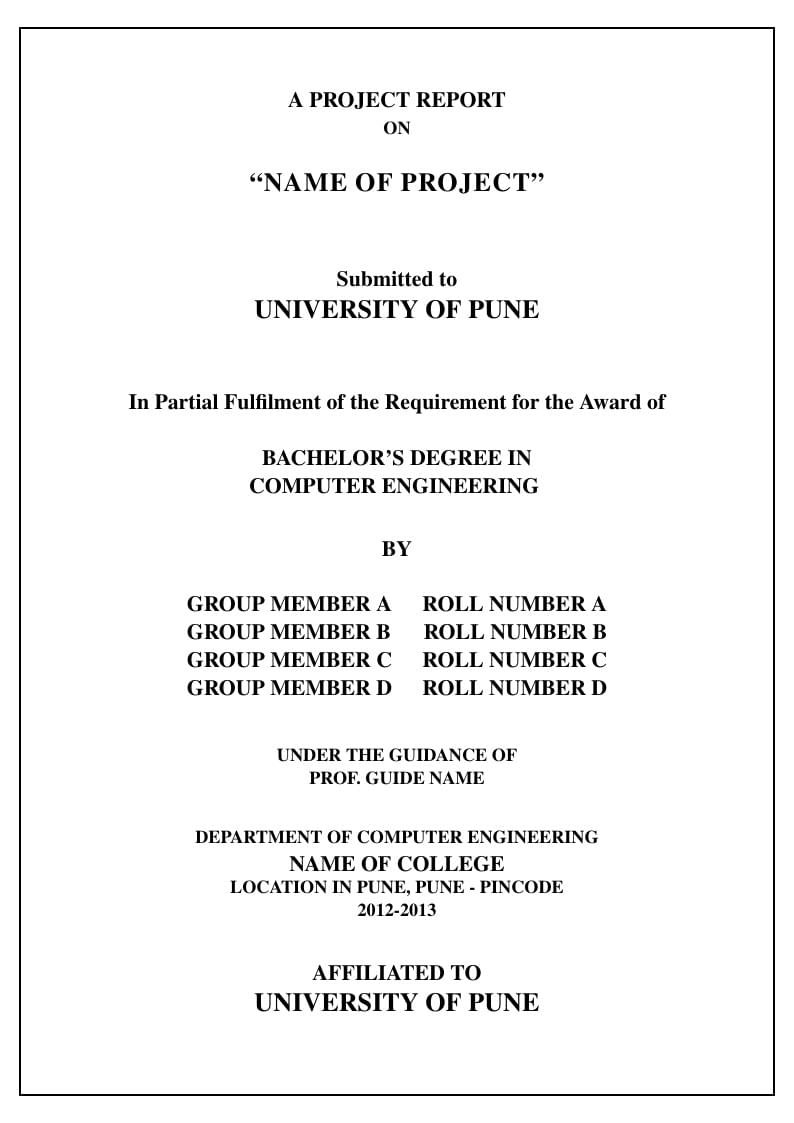 Basic project report template