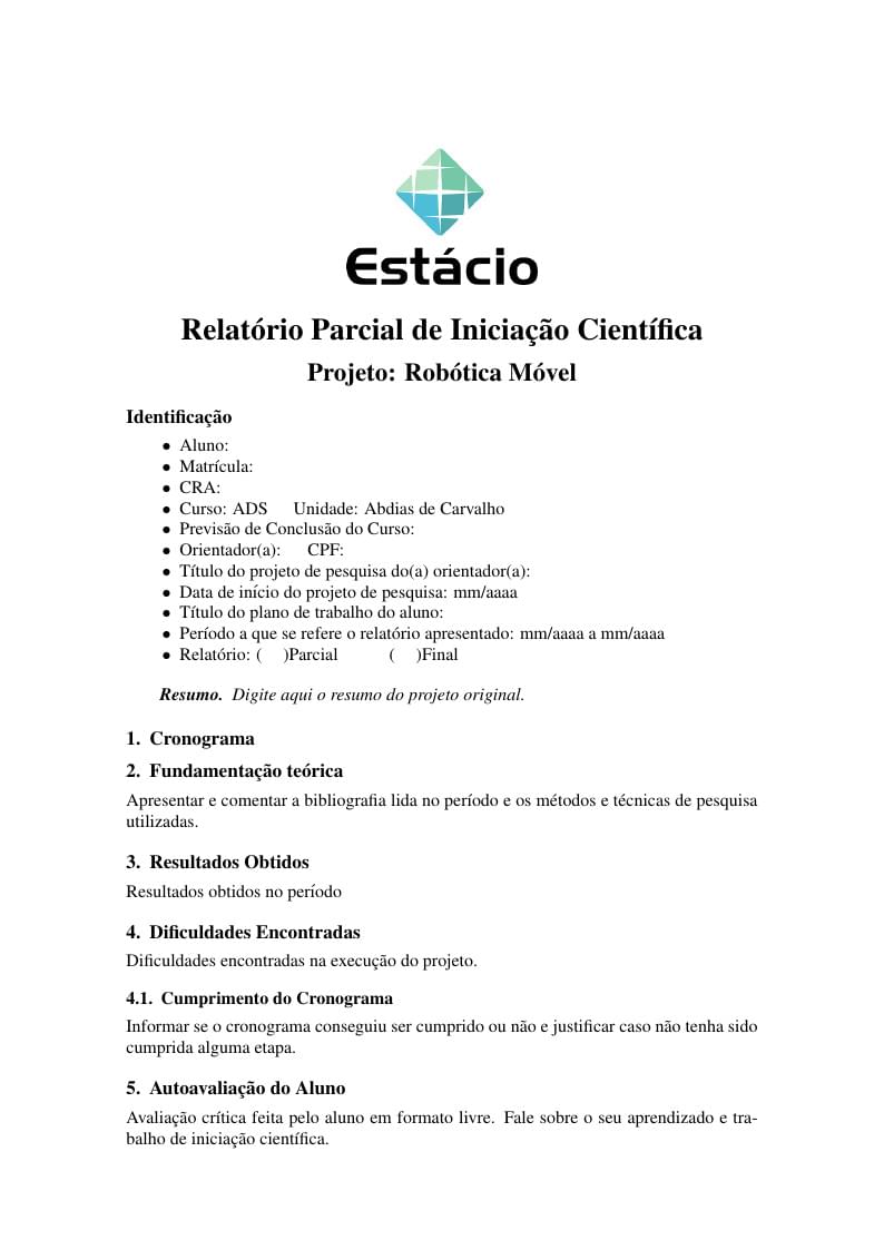 Modelo Iniciação Científica Estácio Recife