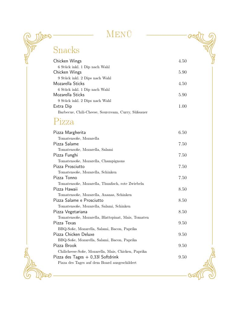 Menu template