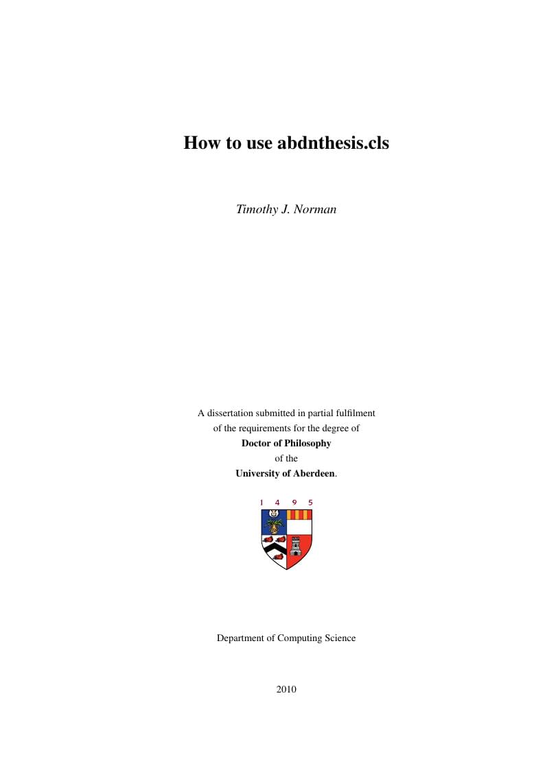 University of Aberdeen thesis template