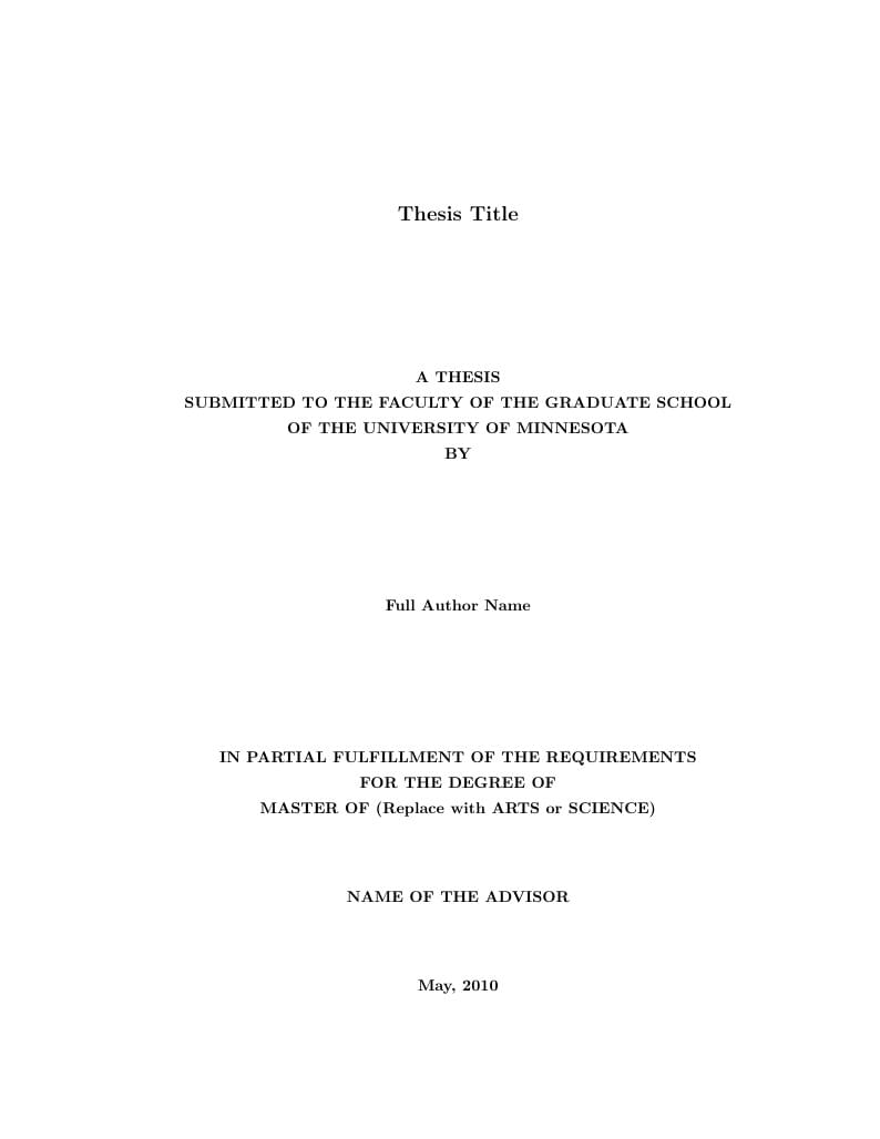 University of Minnesota thesis template