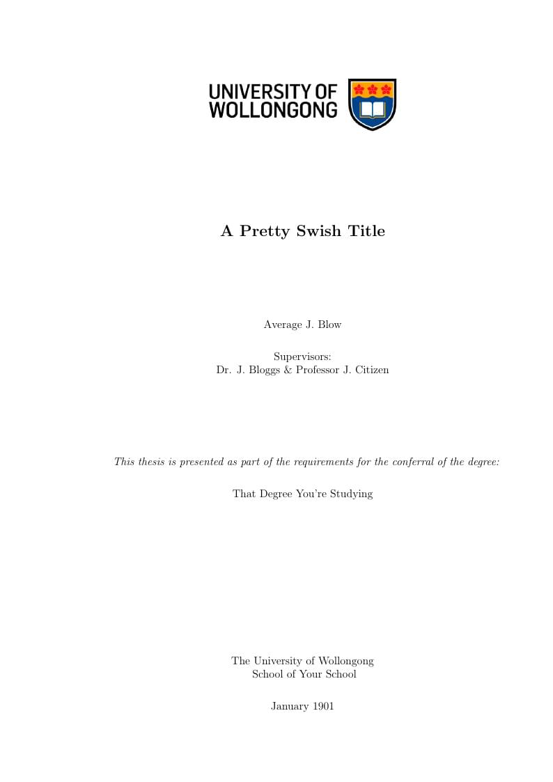 University of Wollongong thesis template (general version)