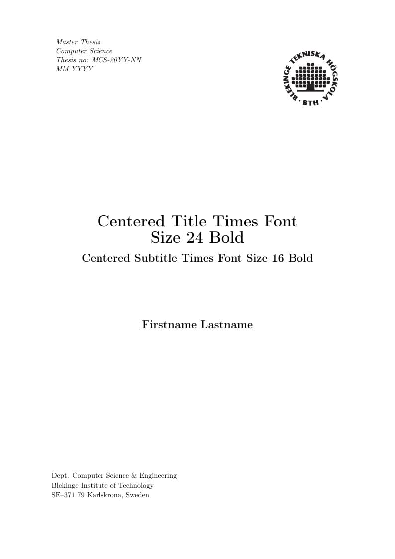 Blekinge Institute of Technology thesis template