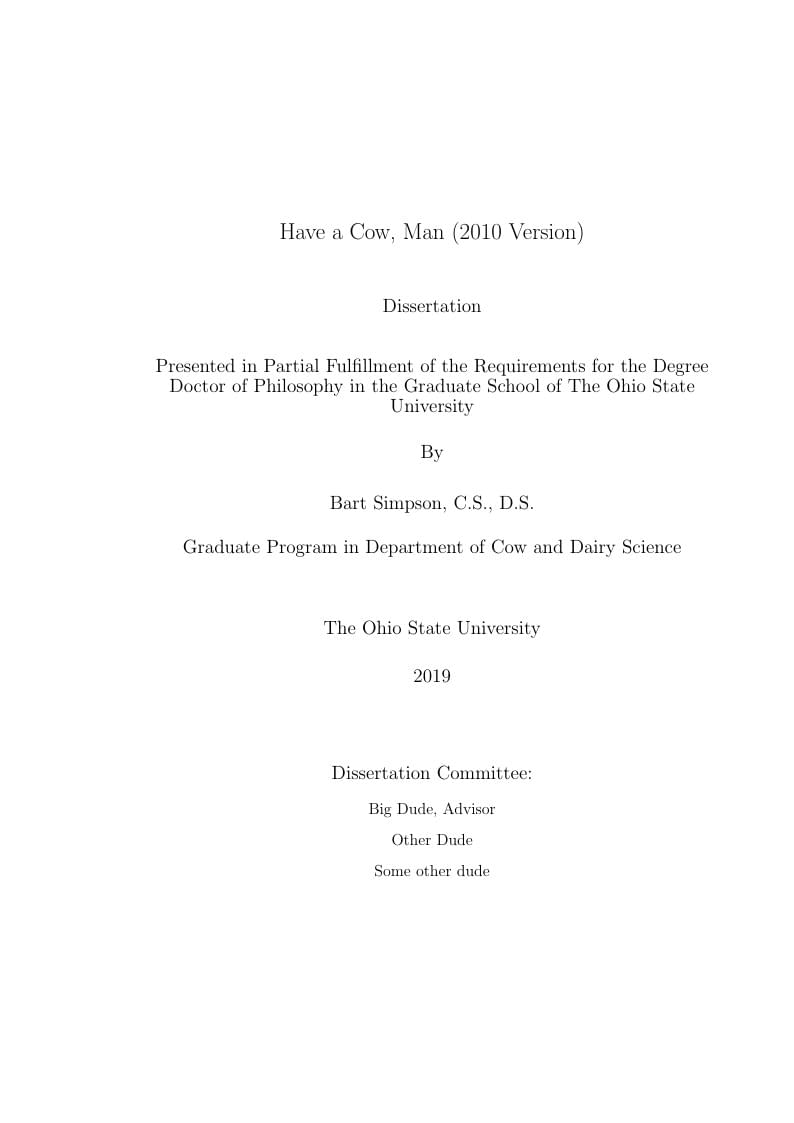 Ohio State University dissertation template