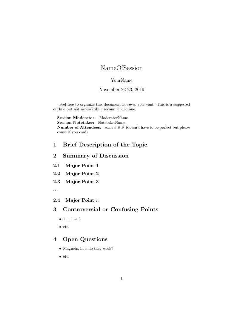 PC-SOCMLx 2019 - Notetaking Template