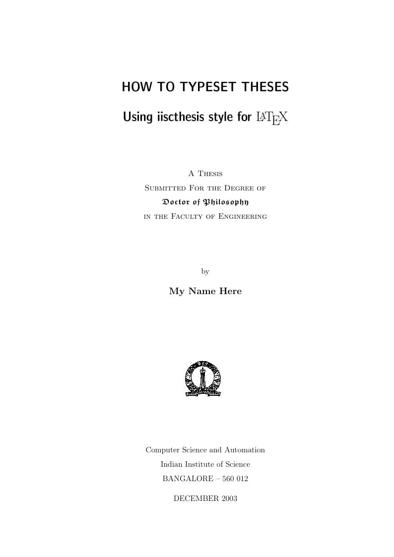Indian Institute of Science thesis template