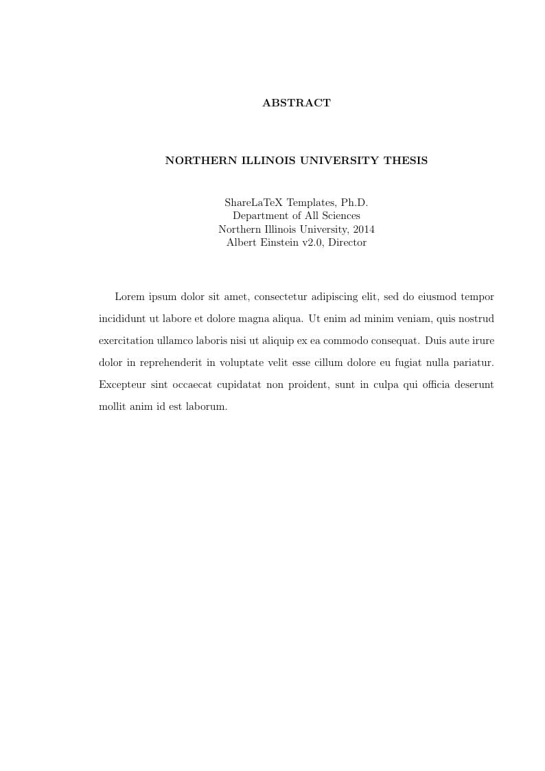Northern Illinois University thesis template