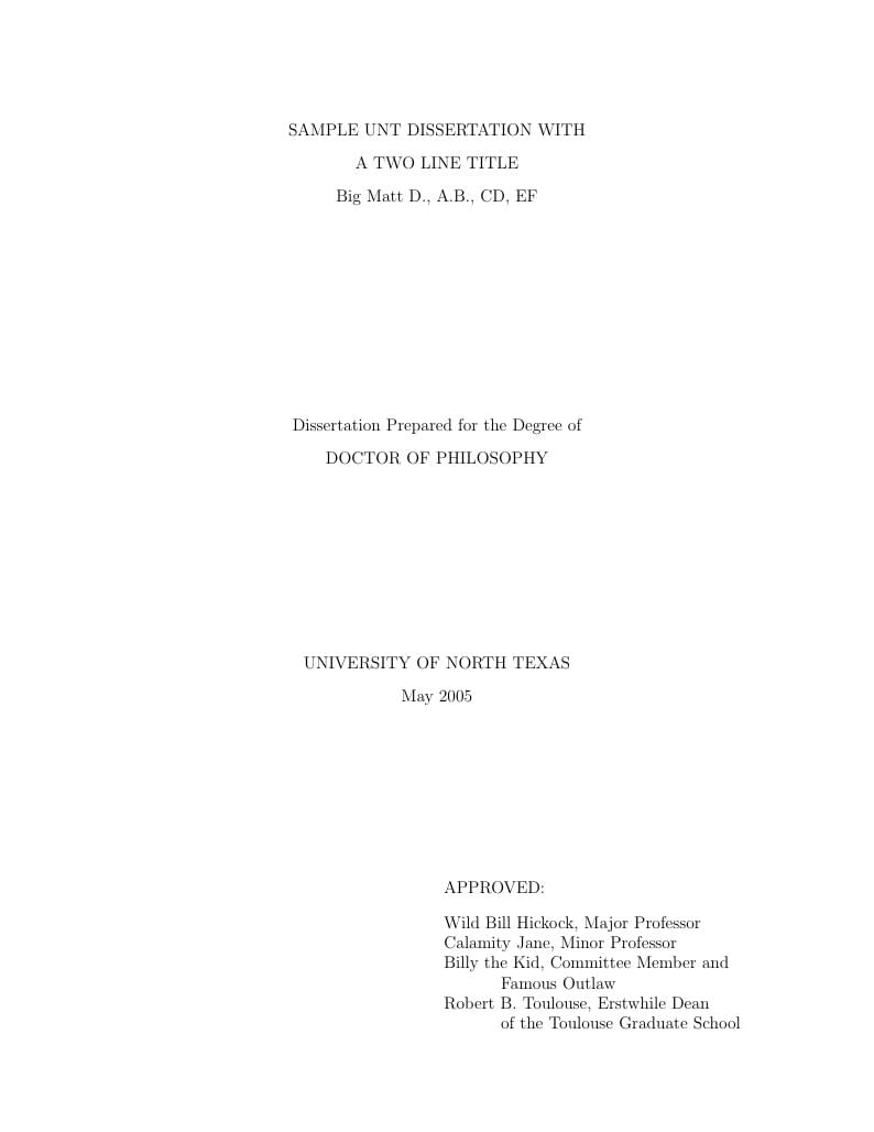 University of North Texas (UNT) thesis and dissertation template