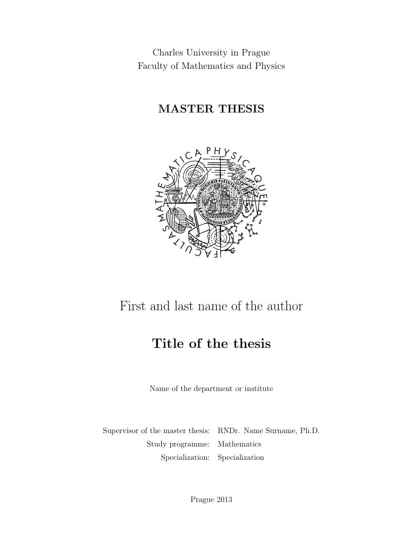 Charles University in Prague Diploma Thesis in Mathematics (English version)