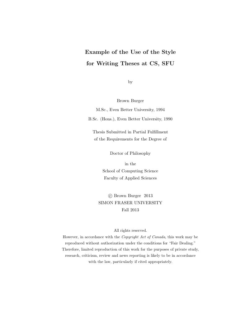 Simon Fraser University thesis template