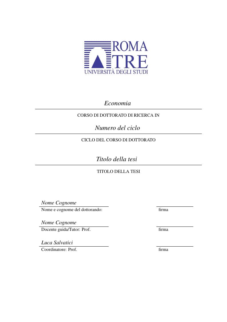 Roma Tre University, School of Economics—PhD thesis template