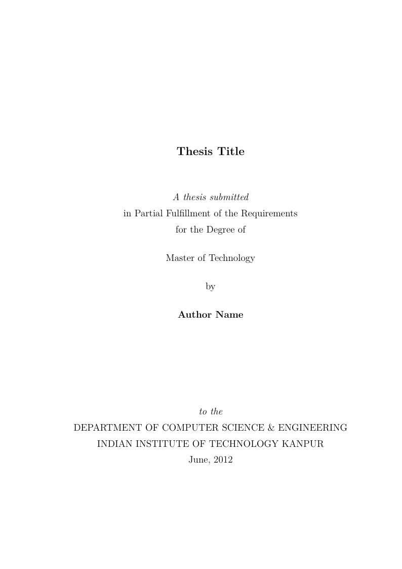 Indian Institute of Technology, Kanpur thesis template