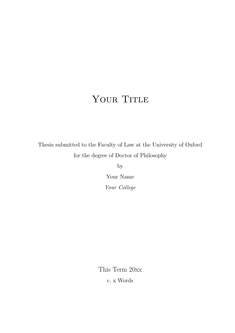University of Oxford Faculty of Law PhD thesis template (OSCOLA)