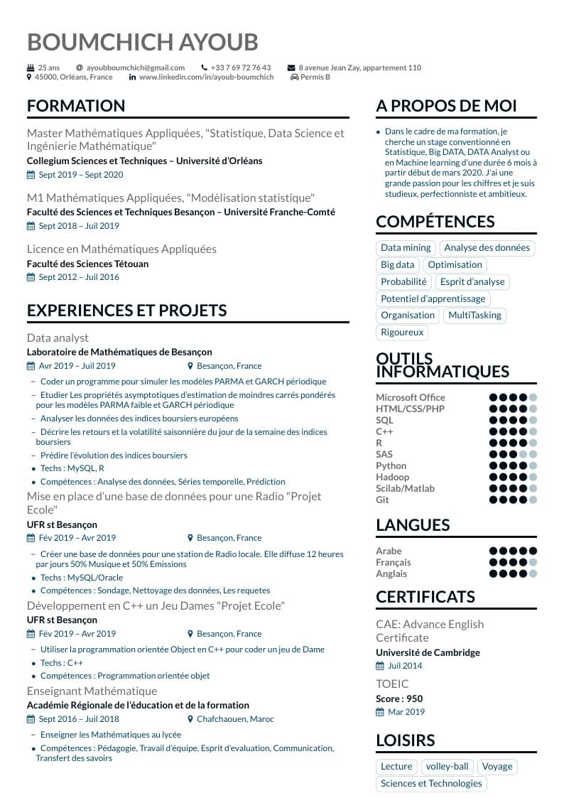 BOUMCHICH Ayoub CV