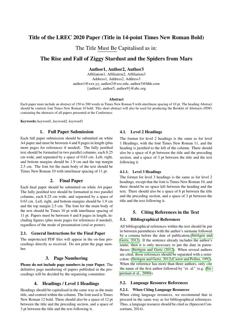 Language Resources and Evaluation Conference 2020 LaTeX template