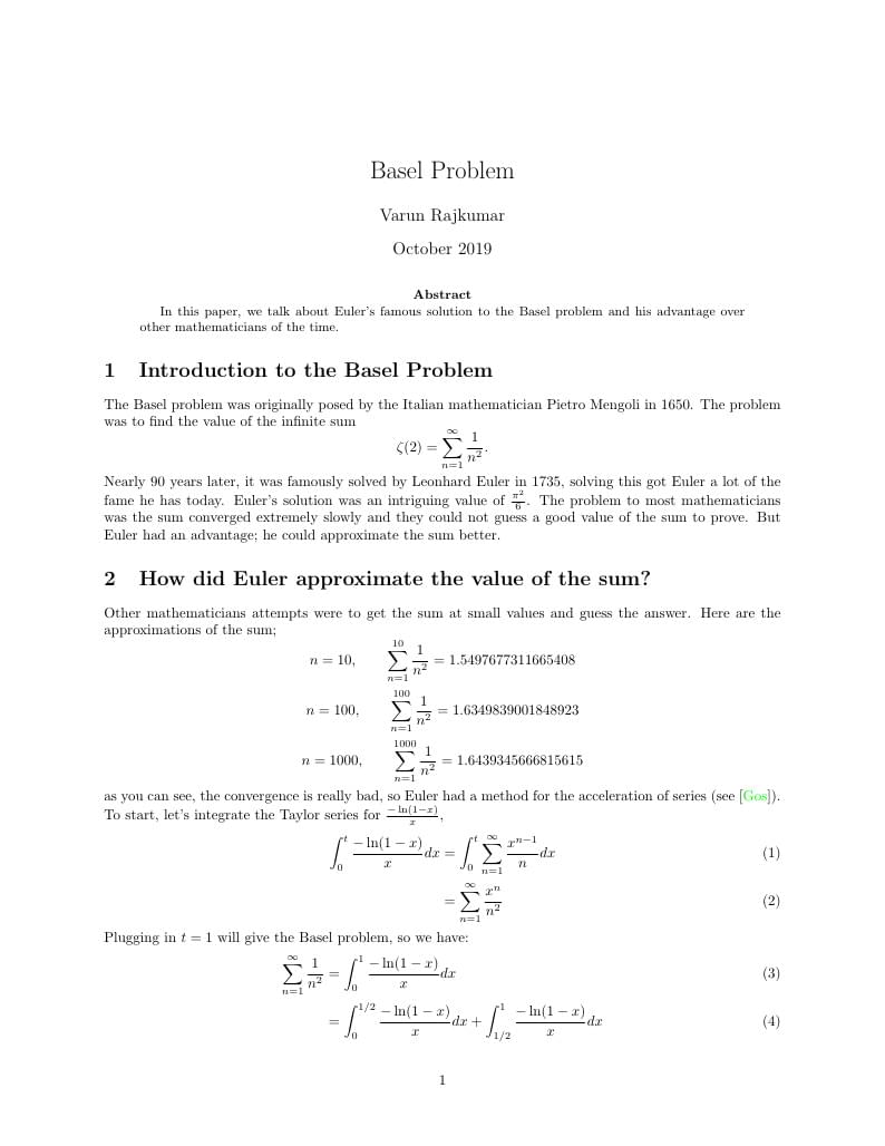 Basel Problem Proof
