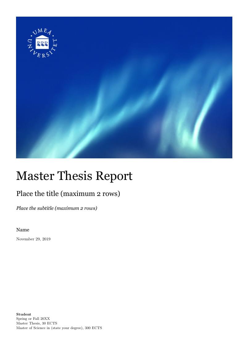 Umeå University Master Thesis Front Page