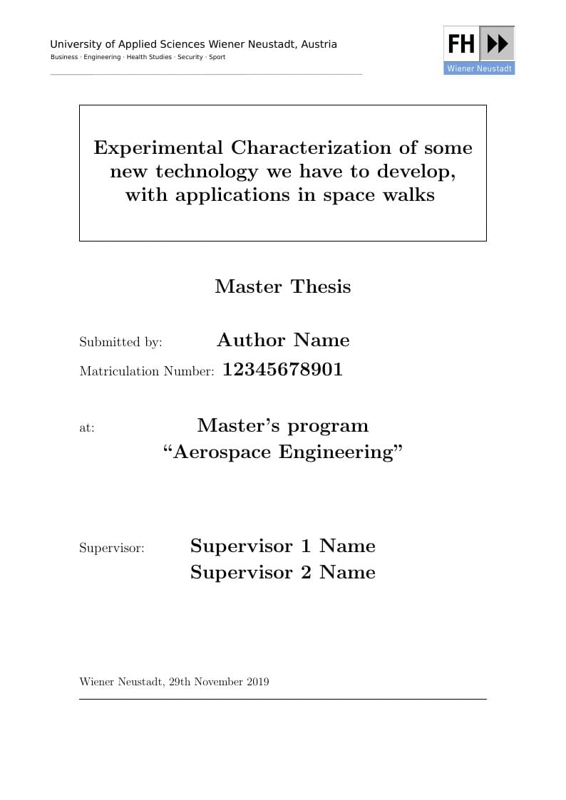 Fachhochschule Wiener Neustadt Master Thesis Template
