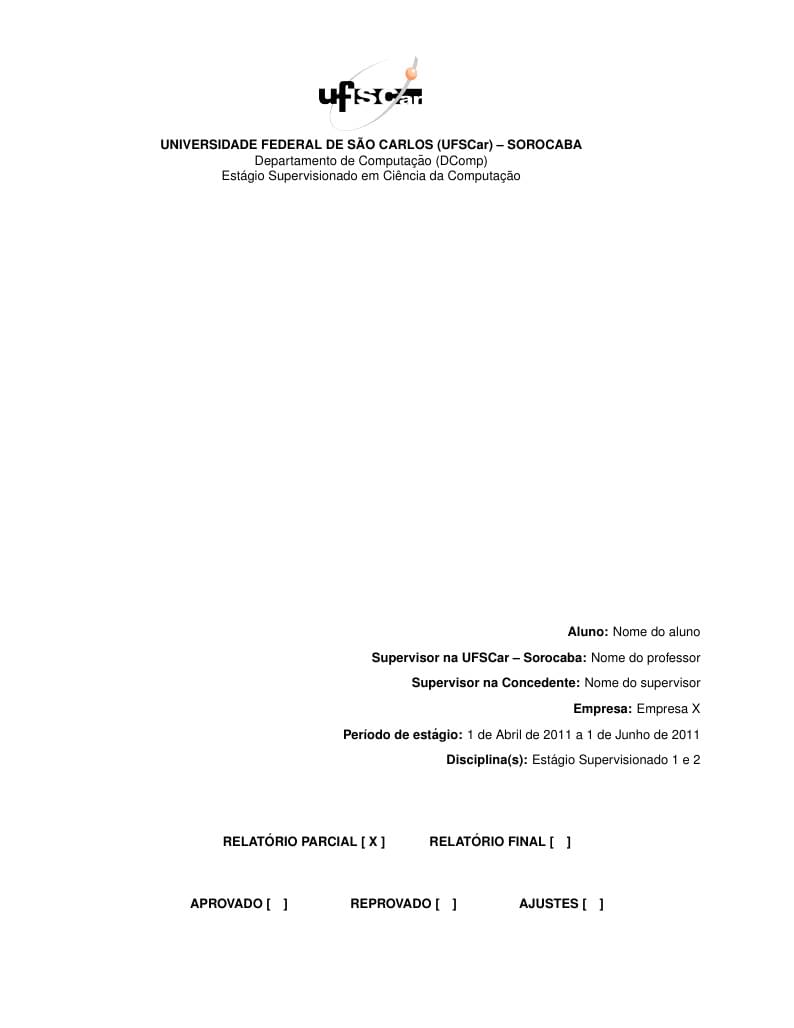 Universidade Federal de São Carlos—Campus Sorocaba internship report