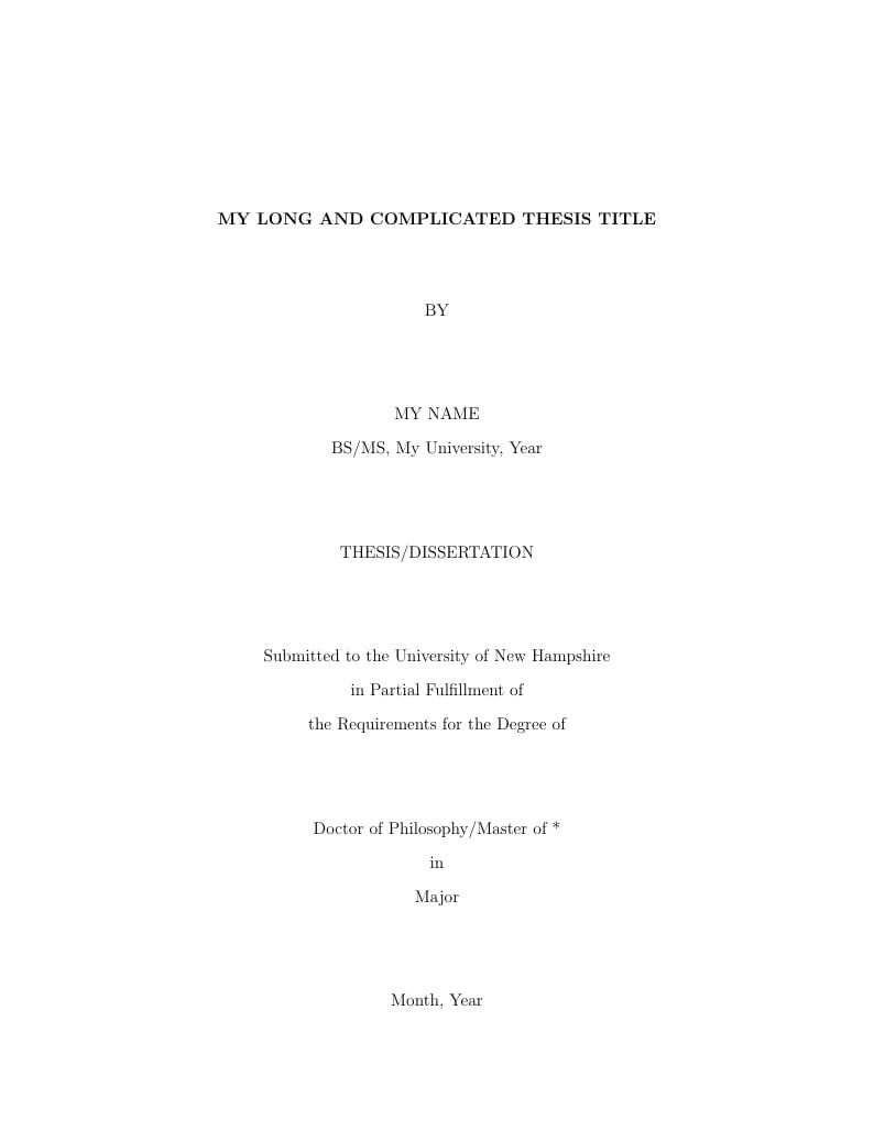 University of New Hampshire (UNH) Thesis