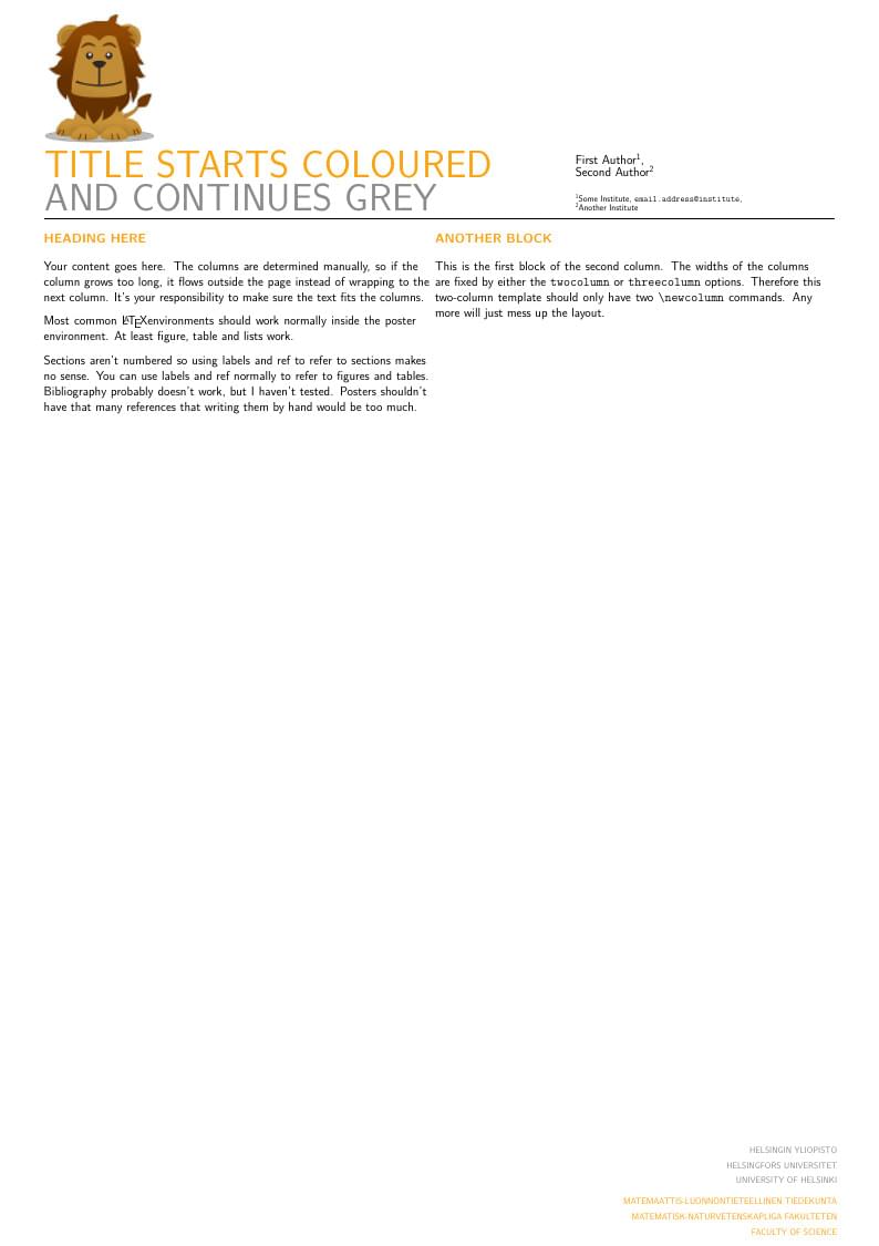 University of Helsinki poster template (portrait 2-column)