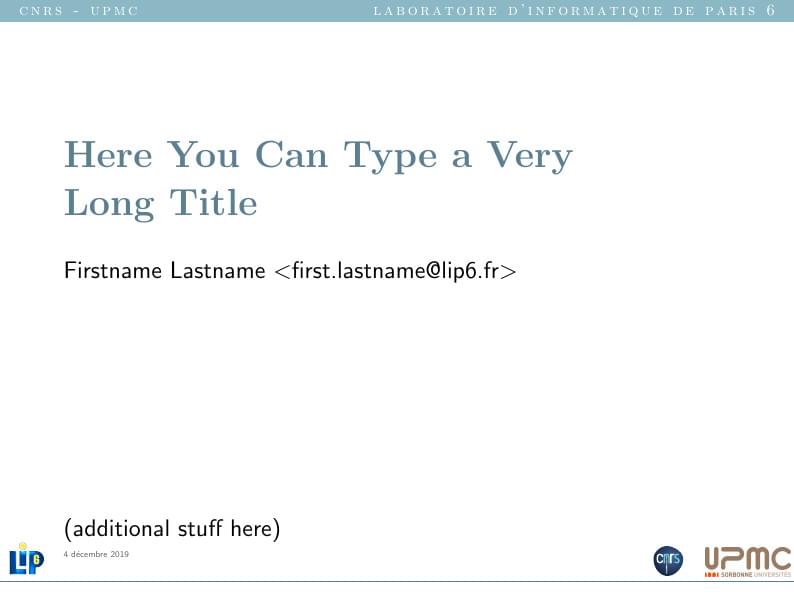 Université Pierre et Marie Curie (UPMC) beamer theme