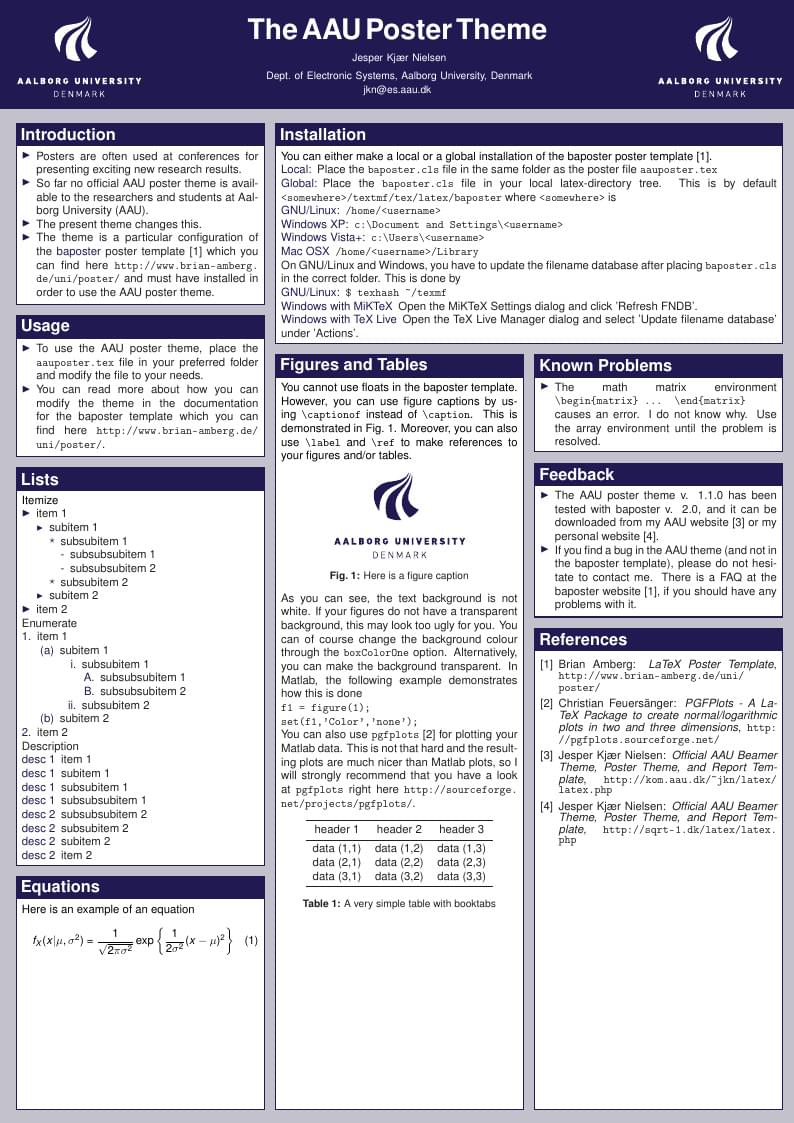 Aalborg University conference poster template